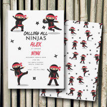 Niedliche Ninja Warrior Kids Black & Red Geburtsta