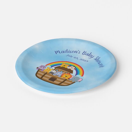 Niedliche Noah's Ark Baby Animals Paper Plate Pappteller (Schrägansicht)