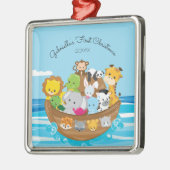 Niedliche Noah's Ark Baby's First Christmas Orname Silbernes Ornament (Links)