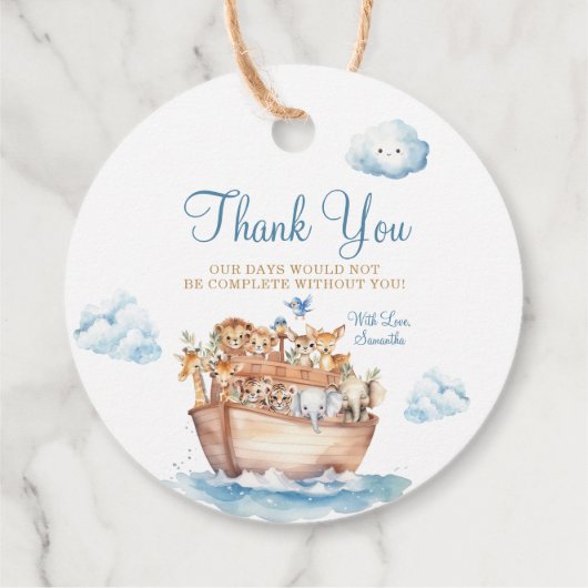 Niedliche Noah's Ark Gender Neutral Boho Baby Dusc Geschenkanhänger (Rückseite)