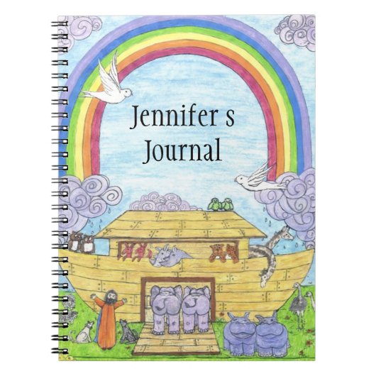 Niedliche Noah's Ark-Illustration Elefanten hippos Notizblock (Vorderseite)