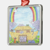 Niedliche Noah's Ark lustige Tiere bunt Regenbogen Ornament Aus Metall (Links)