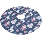 Niedliche nordische Tiere und Santa Pattern Polyester Weihnachtsbaumdecke (Schrägansicht)