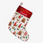 Niedliche nordische Weihnachtsgnomen & Gingerbread Kleiner Weihnachtsstrumpf (Vorderansicht (hängend))