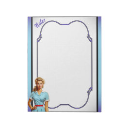 Niedliche Nostalgie-Krankenschwester Pinup in der  Notizblock