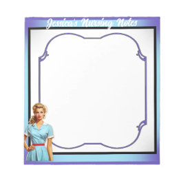 Niedliche Nostalgie-Krankenschwester Pinup in der  Notizblock