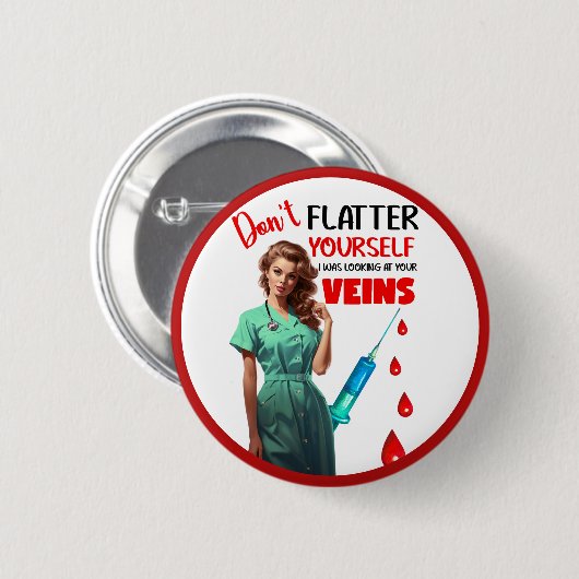 Niedliche Nostalgische Krankenschwester_ Fühlt euc Button (Vorne & Hinten)