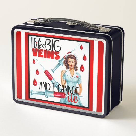 Niedliche Nostalgische Krankenschwester Ich mag gr Metall Brotdose (Rückseite)