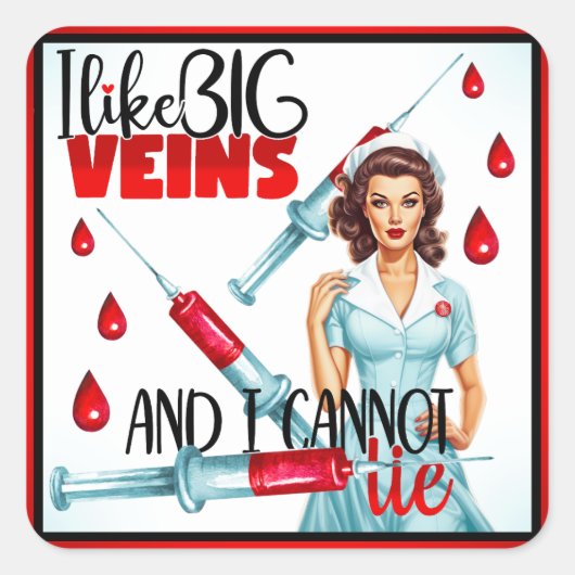 Niedliche Nostalgische Krankenschwester Ich mag gr Quadratischer Aufkleber (Vorderseite)