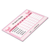 Niedliche Notenkarte mit rosafarbenem Notizbuch Notizblock (angewinkelt)