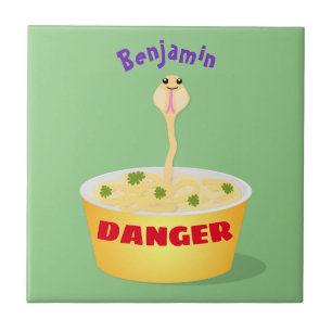 Niedliche Nudeln Schlange Cartoon Illustration Spa Fliese