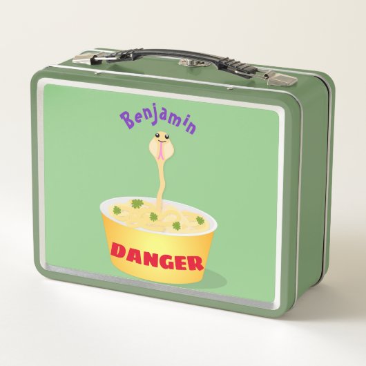 Niedliche Nudeln Schlange Cartoon Illustration Spa Metall Brotdose (Rückseite)