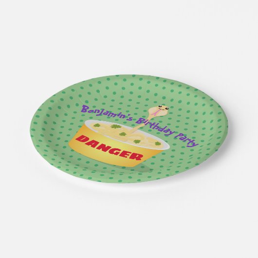 Niedliche Nudeln Schlange Cartoon Illustration Spa Pappteller (Schrägansicht)