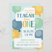 Niedliche Nummer 1 Erster Geburtstag Einladung (Vorne/Hinten)