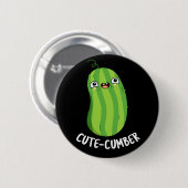 Niedliche Nummer Funny Cucumber Veggie Pun Dark BG Button (Vorne & Hinten)