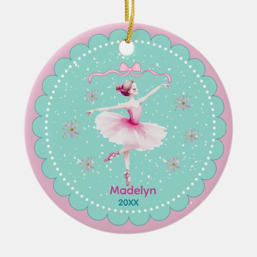 Niedliche Nutcracker ballerina Pflaumenmärsche Keramik Ornament (Vorne)