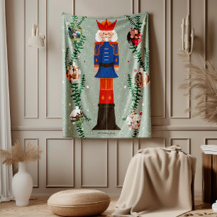 Niedliche Nutcracker Weihnachtsfotokopie Fleecedecke