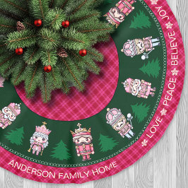 Niedliche Nutcrakers Pink & Green Tartan Weihnacht Polyester Weihnachtsbaumdecke