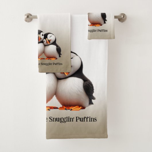 Niedliche Nuthin' like Snugglin' Puffins Badhandtuch Set (Insitu)