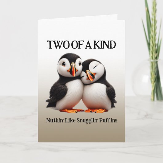 Niedliche Nuthin' like Snugglin' Puffins Dankeskarte (Vorderseite)