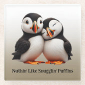 Niedliche Nuthin' like Snugglin' Puffins Glasuntersetzer (Vorderseite)