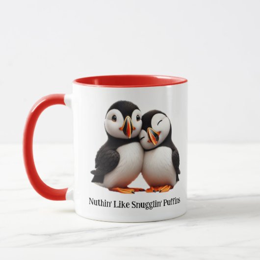 Niedliche Nuthin' like Snugglin' Puffins Tasse (Links)