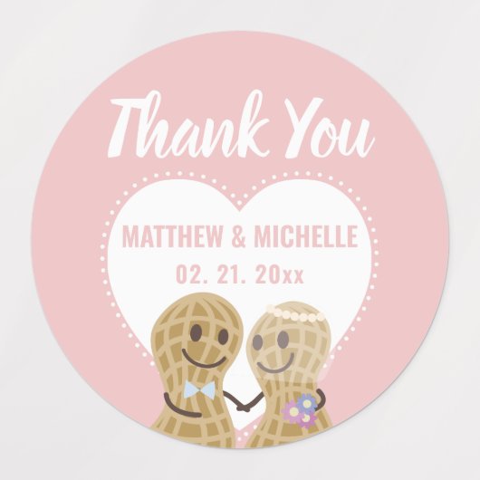 Niedliche Nuts über einander Hochzeit Danke, dass Etiketten (Design 2)