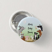 Niedliche Nutztiere Babydusche rund Abzeichen Button (Vorne & Hinten)