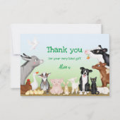 Niedliche Nutztiere Dankeschön Karte (klein) (Vorderseite)