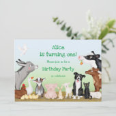 Niedliche Nutztiere Geburtstagsfeier Einladung (Stehend Vorderseite)