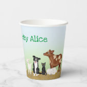 Niedliche Nutztiere Geburtstagsparty Pappbecher (Rückseite)