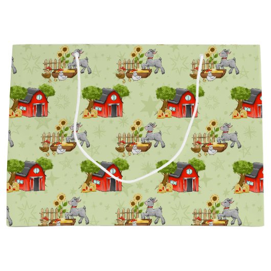 niedliche Nutztiere gefliester Party Große Geschenktüte (Vorderseite)