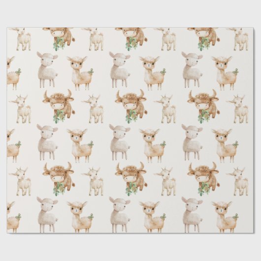 Niedliche Nutztiere Geschenkpapier (Flach)
