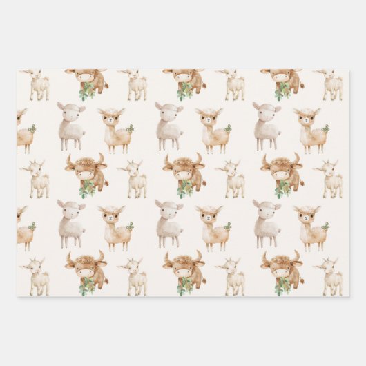 Niedliche Nutztiere Geschenkpapier Set (Vorderseite 2)