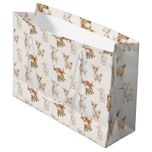 Niedliche Nutztiere Große Geschenktüte (Vorderseite Schrägansicht)