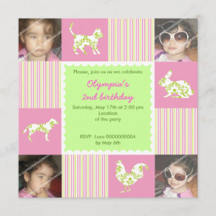 Niedliche Nutztiere und Streifen Geburtstagseinlad Einladung