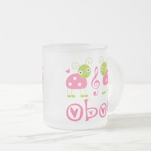 Niedliche Oboe rosa Marienkäfer Mattglastasse (VorderseiteRechts)