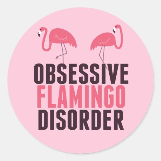 Niedliche obsessive Flamingo-Störung Runder Aufkleber (Vorderseite)