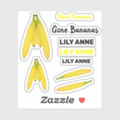 Niedliche Obstbananen mit Name Aufkleber (Blatt)