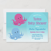 Niedliche Octopus Animal Twin Baby Dusche Einladung (Vorderseite)