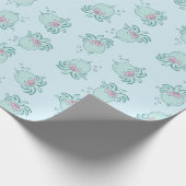 Niedliche Octopus Baby Dusche Kawaii Pink Girl Geschenkpapier (Ecke)