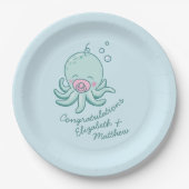 Niedliche Octopus Baby Dusche Kawaii Pink Girl Pappteller (Vorderseite)
