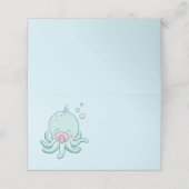 Niedliche Octopus Baby Dusche Kawaii Pink Girl Platzkarte (Außenseite Aufgefaltet)