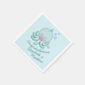 Niedliche Octopus Baby Dusche Kawaii Pink Girl Serviette (Ecke)