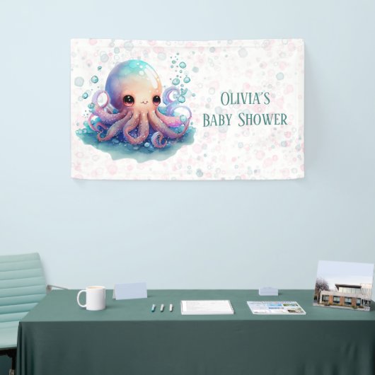 Niedliche Octopus Babydusche Banner (Messeveranstaltung)