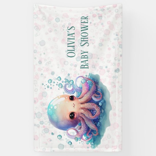 Niedliche Octopus Babydusche Banner (Vertikal)