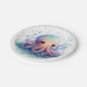 Niedliche Octopus Babydusche Pappteller (Schrägansicht)