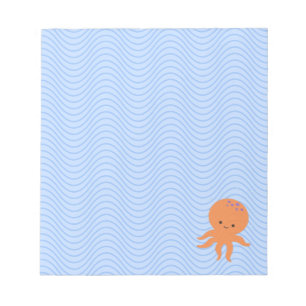 Niedliche Octopus Cartoon Blue Waves kundenspezifi Notizblock
