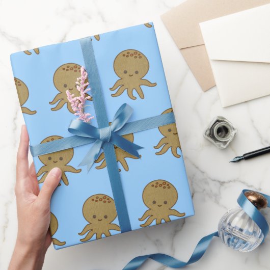 Niedliche Octopus Cartoon Stickerei Print Custom Geschenkpapier (Schenken)