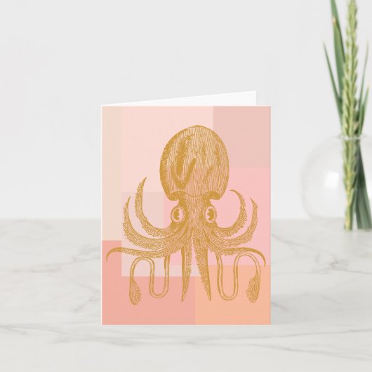Niedliche Octopus-Illustration in Rosa und Gold Karte (Vorderseite)
